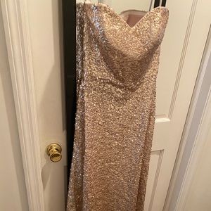 Dessy Rose Gold Sequin Dress / Bridesmaid